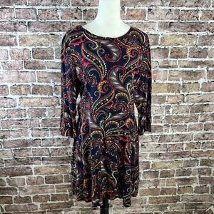 Banana Republic Paisley Print Long‎ Sleeve Dress Tie Back Women's